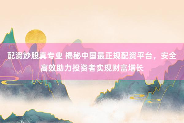 配资炒股真专业 揭秘中国最正规配资平台，安全高效助力投资者实现财富增长