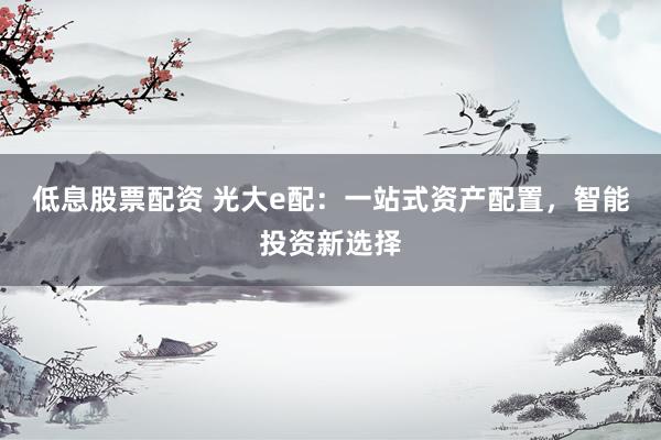 低息股票配资 光大e配：一站式资产配置，智能投资新选择