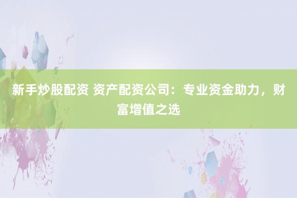 新手炒股配资 资产配资公司：专业资金助力，财富增值之选
