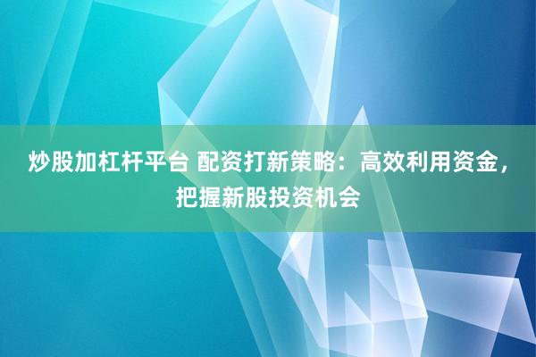 炒股加杠杆平台 配资打新策略：高效利用资金，把握新股投资机会