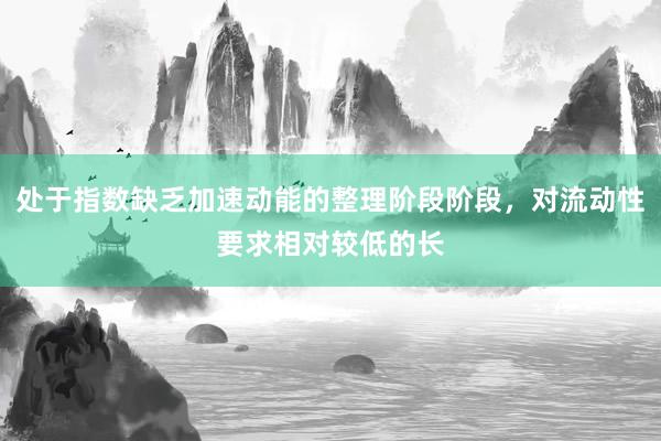 处于指数缺乏加速动能的整理阶段阶段，对流动性要求相对较低的长