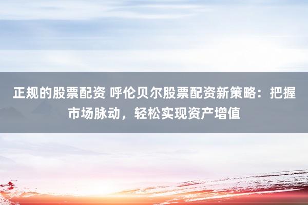正规的股票配资 呼伦贝尔股票配资新策略：把握市场脉动，轻松实现资产增值