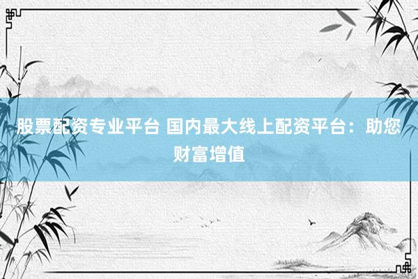 股票配资专业平台 国内最大线上配资平台：助您财富增值