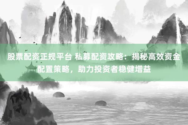 股票配资正规平台 私募配资攻略：揭秘高效资金配置策略，助力投资者稳健增益